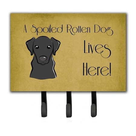 Carolines Treasures Carolines Treasures BB1483TH68 Black Labrador Spoiled Dog Lives Here Leash & Key Holder BB1483TH68